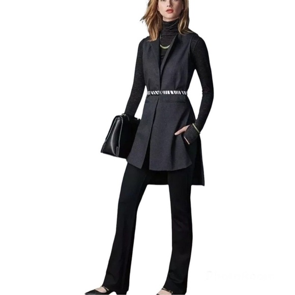 Cabi Women’s Drafting Charcoal Grey Vest Size S Step Hem Side Slits Lagenlook - Picture 2 of 13